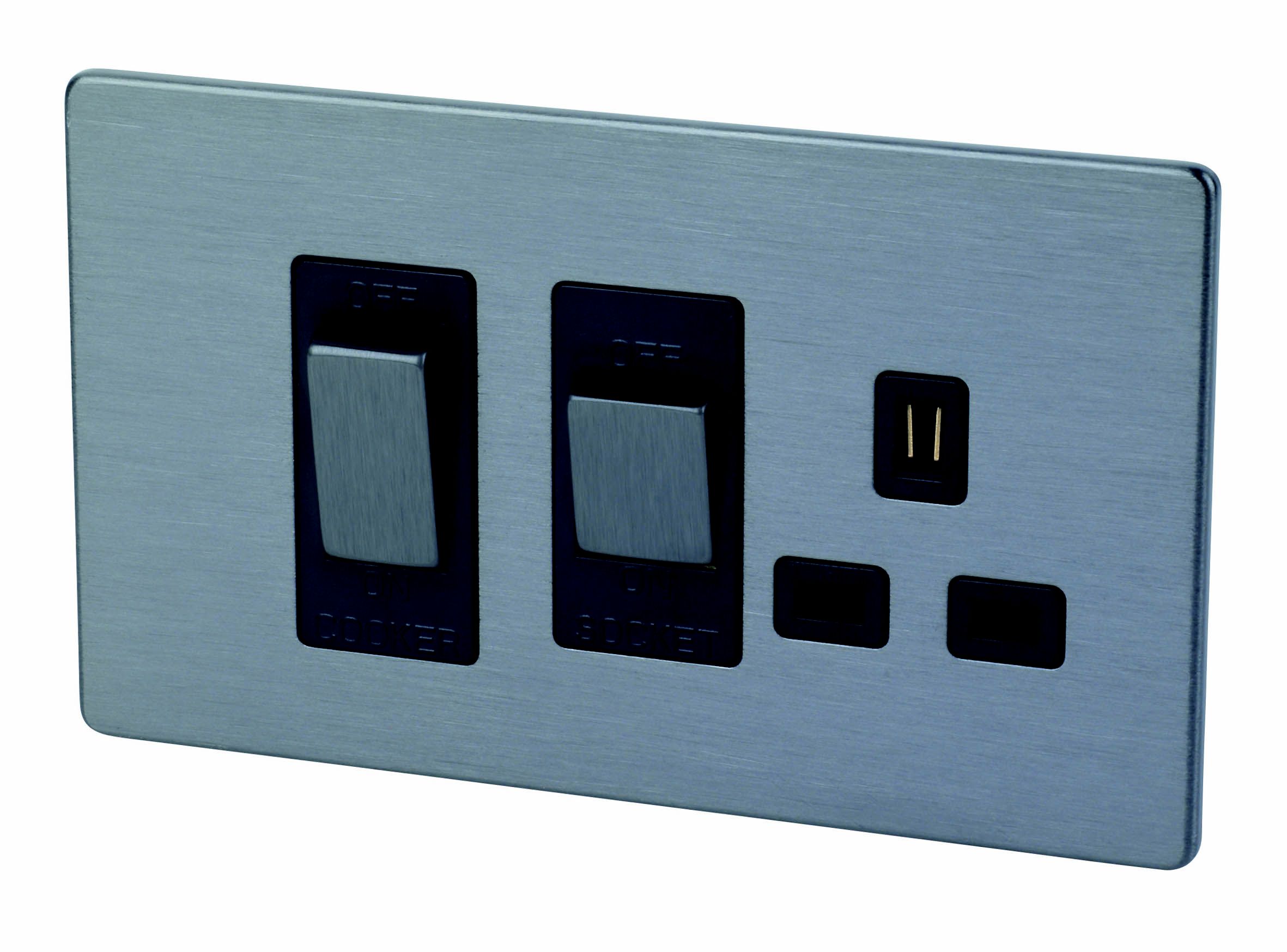 LAP Screwless Cooker switch & socket & Black inserts