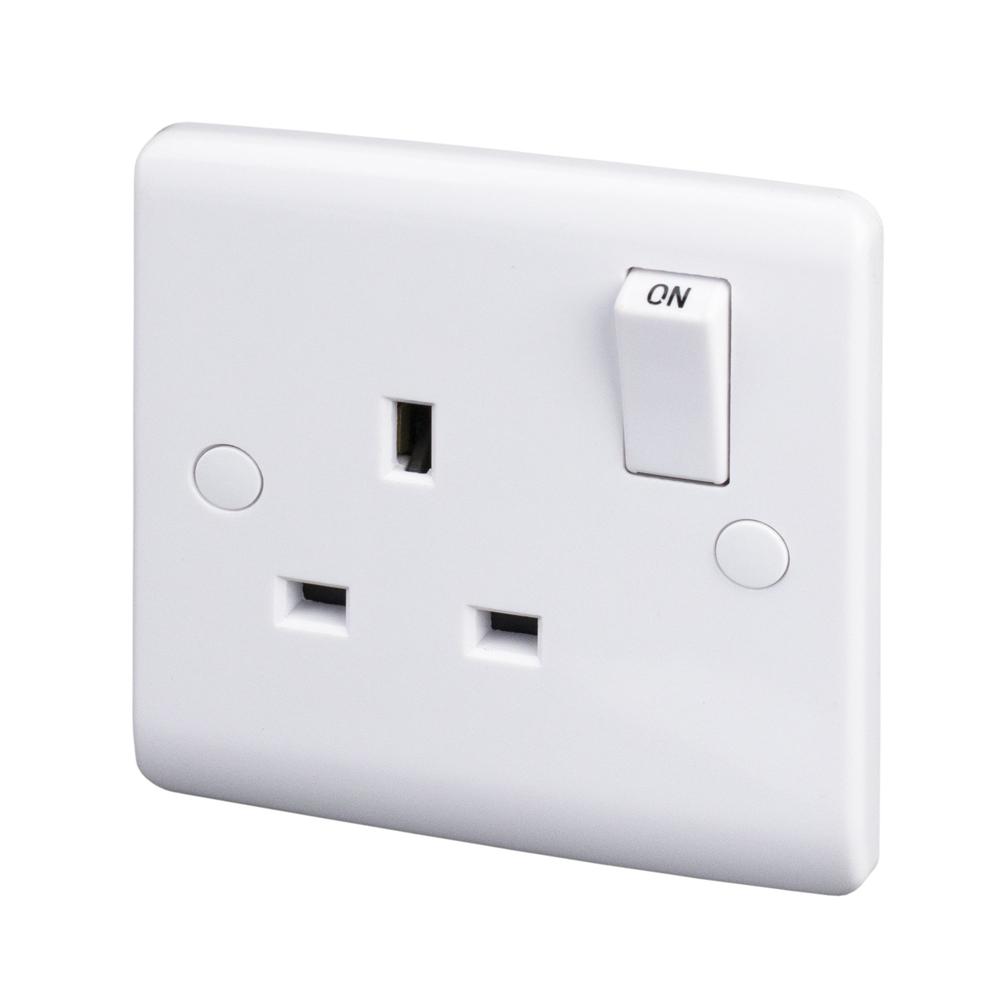 LAP Single 13A Gloss White Socket 1 pole