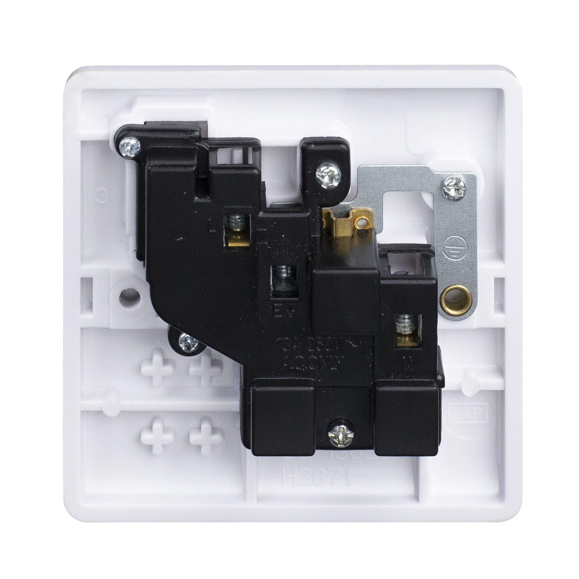 LAP Single 13A Mains fed Gloss White Centre Socket with 1 poles