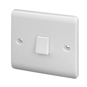 LAP White 10A 1 way 1 gang Raised slim Light Switch, Pack of 5