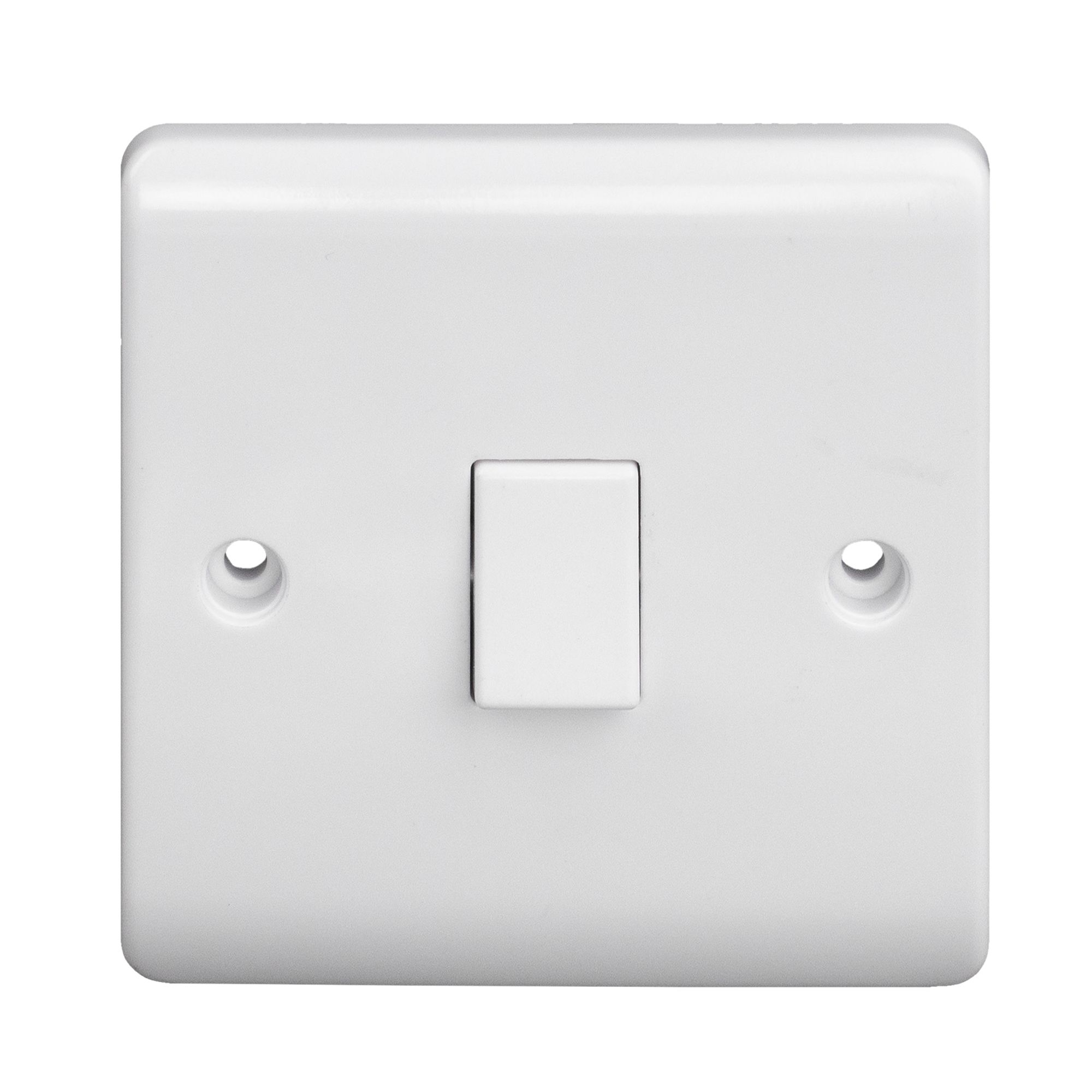 LAP White 10A 1 way 1 gang Raised slim Light Switch, Pack of 5