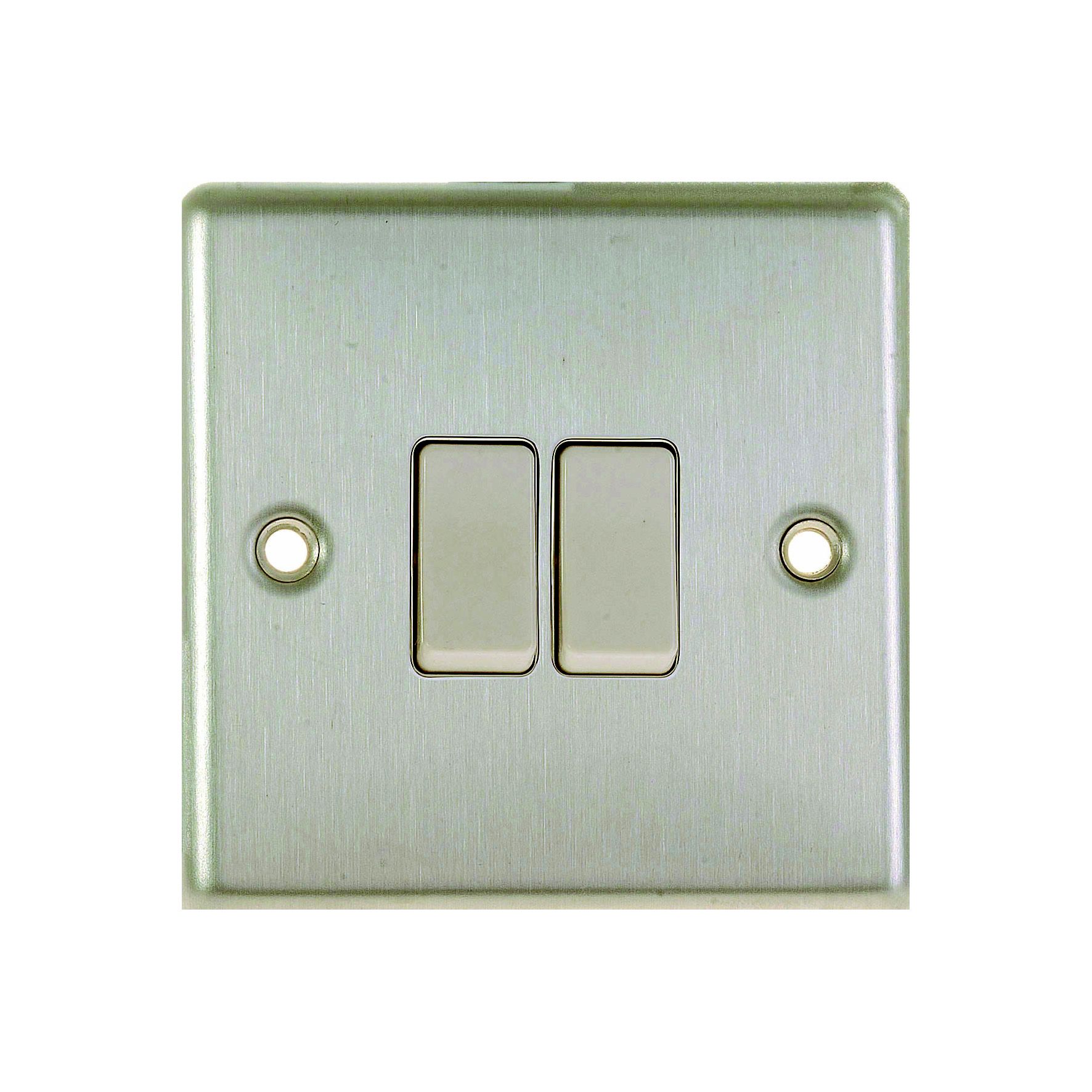 LAP White 10A 2 way 2 gang Light Switch