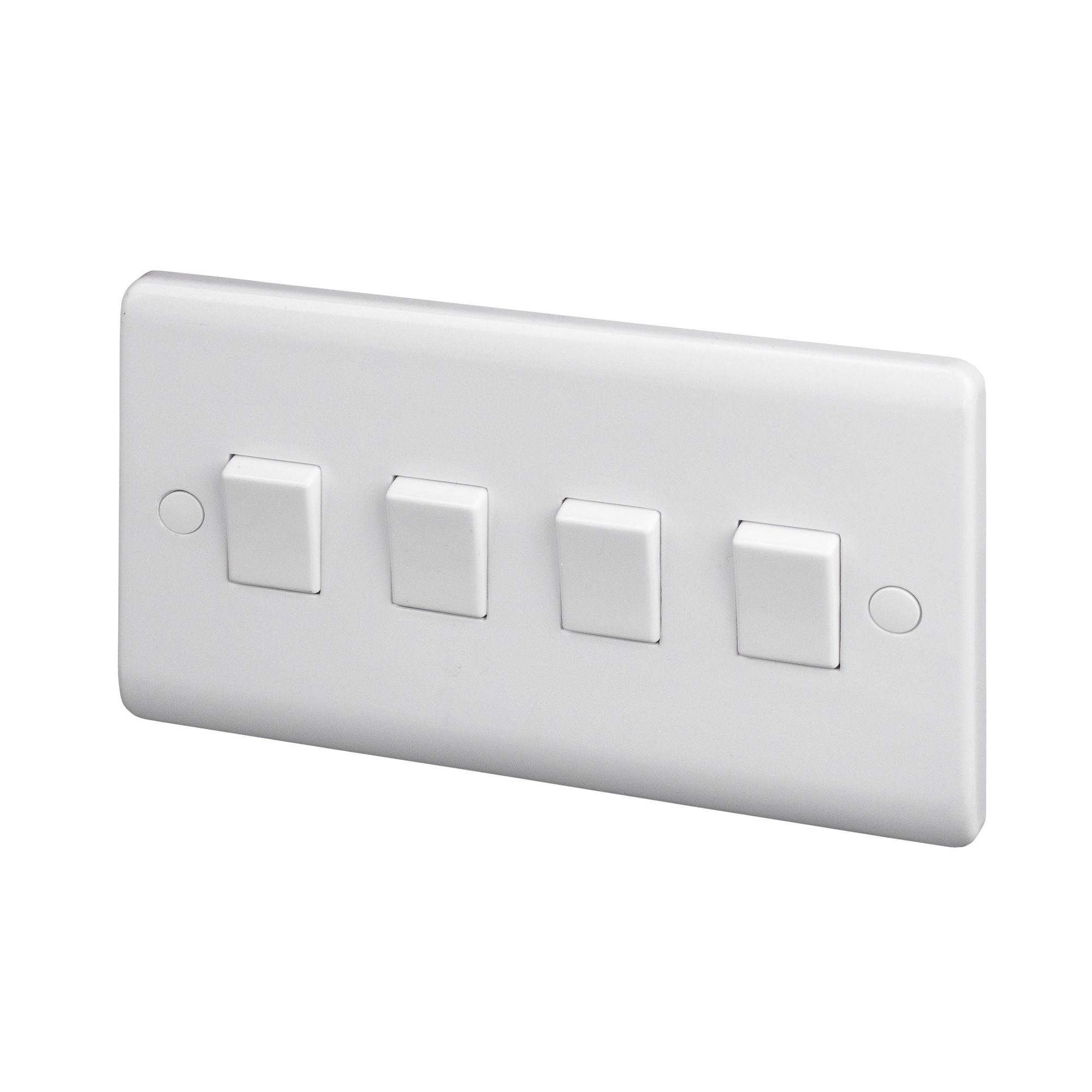LAP White 10A 2 way 4 gang Raised slim Light Switch at B&Q
