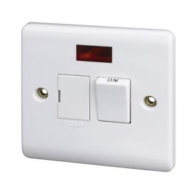 LAP White 13A 2 way Raised slim profile Screwed Switched Neon indicator Fused connection unit