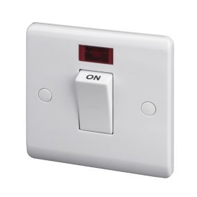 LAP White 45A 2 way 1 gang Raised slim Cooker Switch with LED Indicator