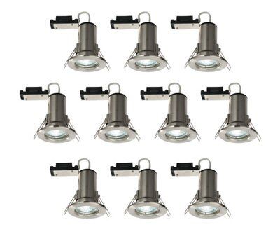 LAP White Chrome effect Fixed Fire-rated Contractor downlight 3W IP20, Pack of 10