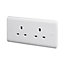 LAP White Double 13A Unswitched Socket with Colour matched inserts