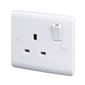 LAP White Single 13A Switched Socket & Colour matched inserts