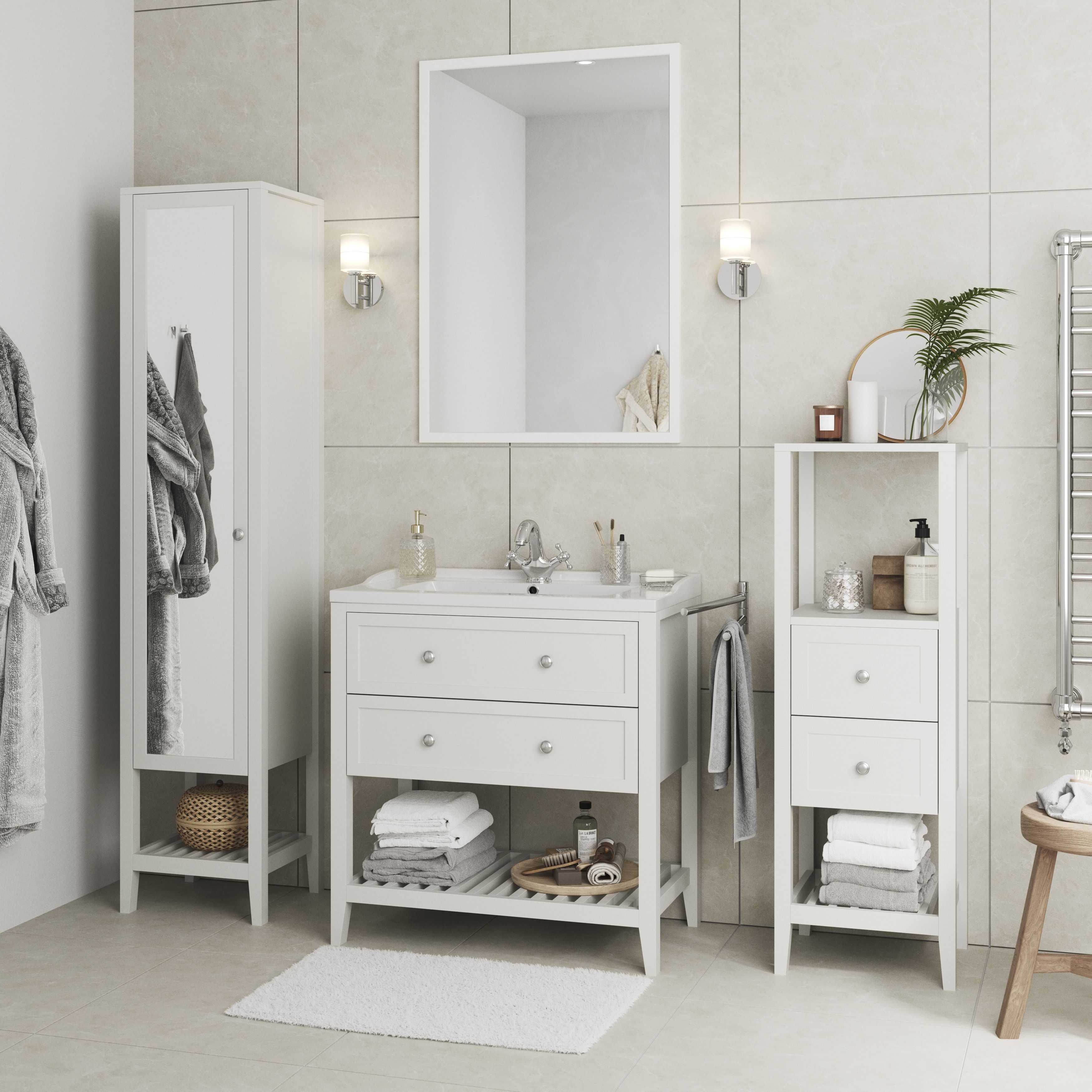 Lapley Griege Matt Marble effect Porcelain Wall & floor Tile