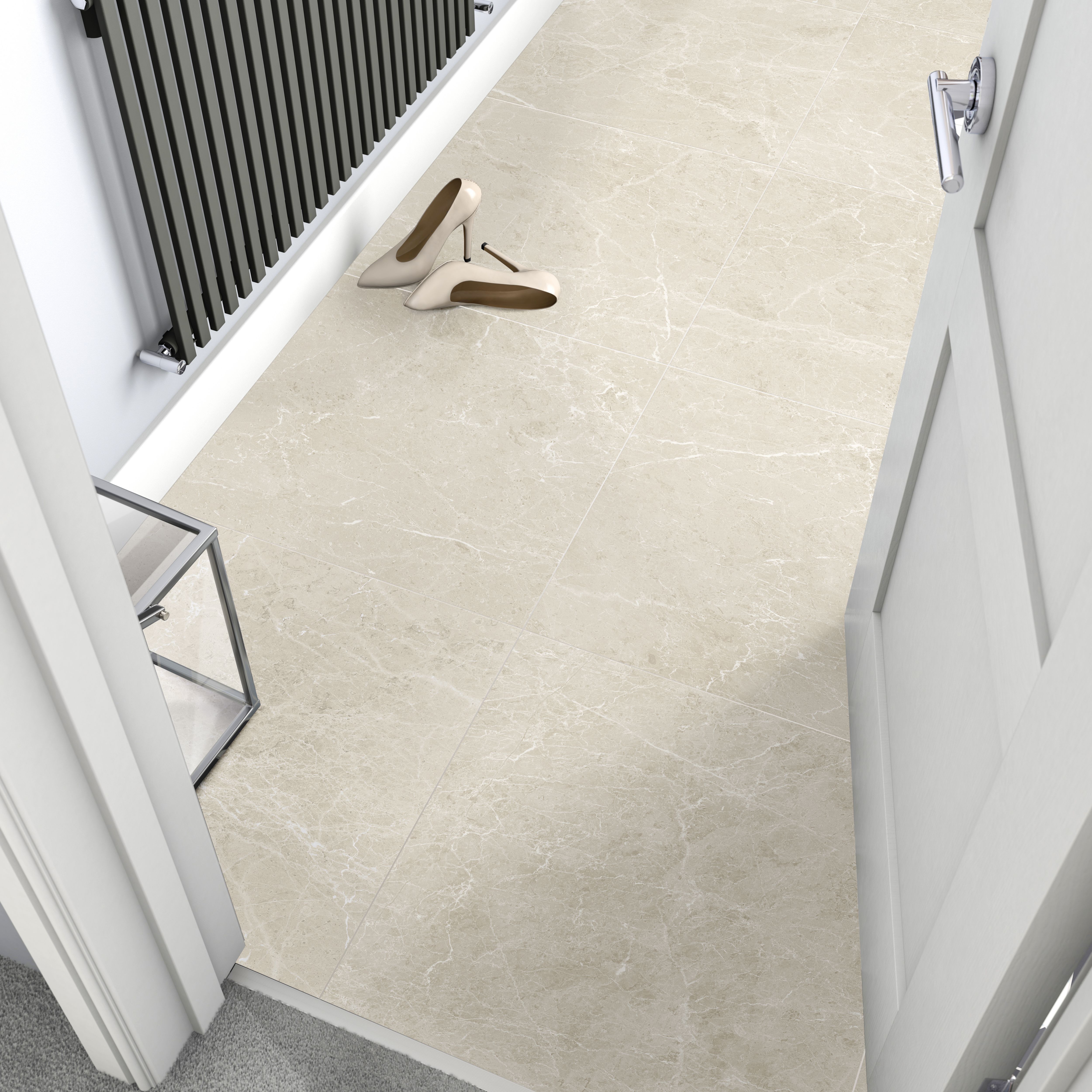 Lapley Griege Matt Marble effect Porcelain Wall & floor Tile