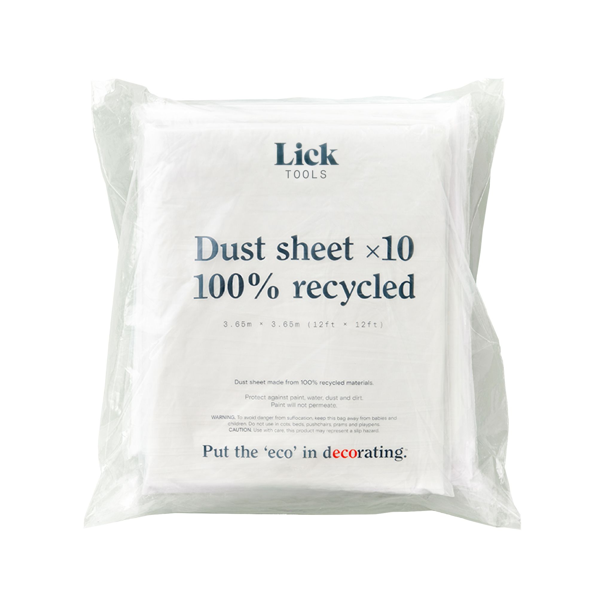 Large 100% Recycled Reusable Plastic Dust Sheet, Pack Of 10 