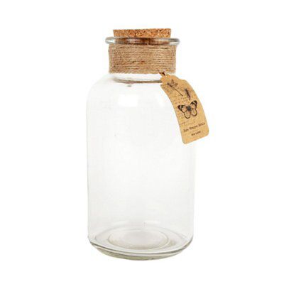 Large Clear Hessian wrapped Glass Bottle