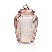 Large Ornate Glass Jar, Pink