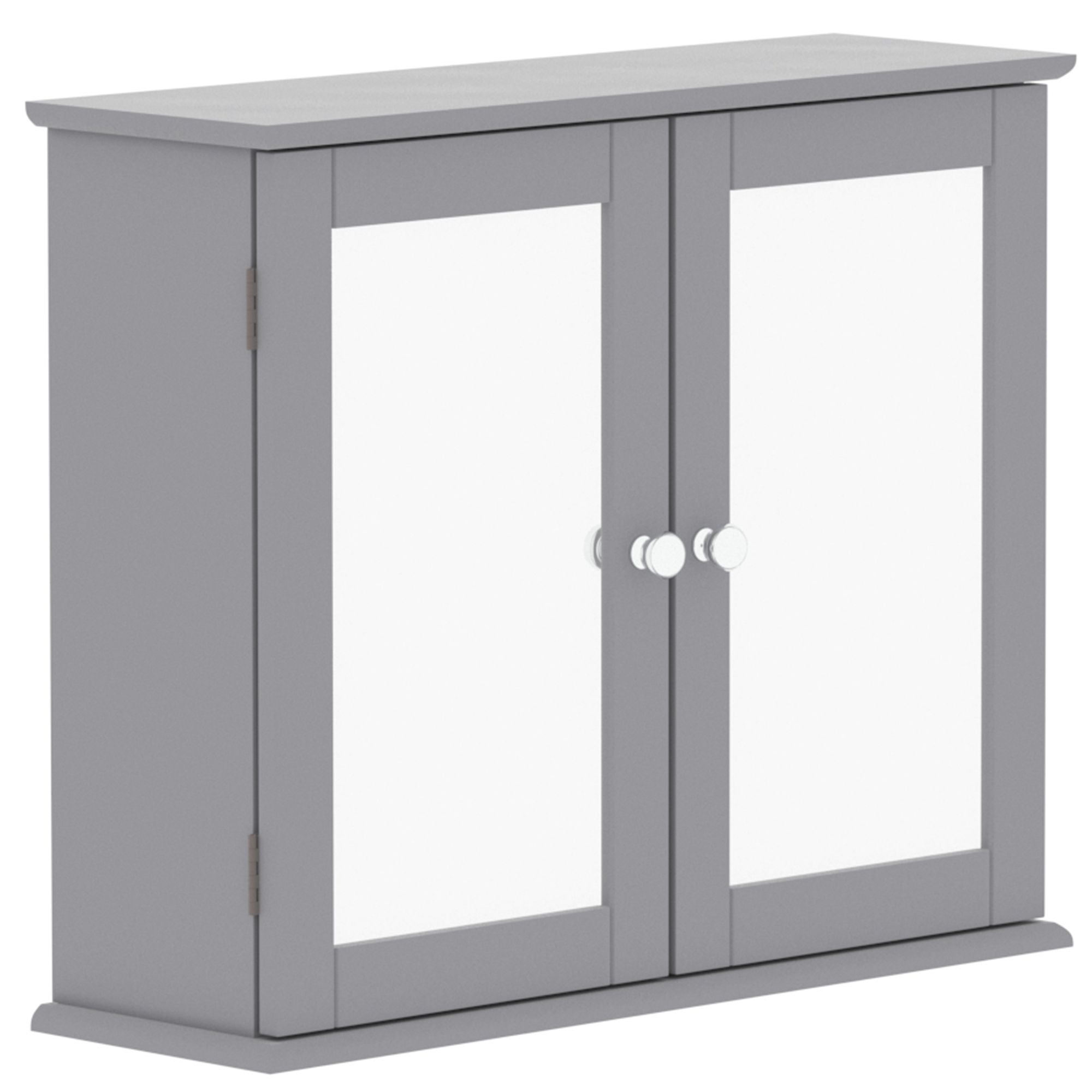 Lassic Hayle Matt Grey Double Bathroom Wall cabinet Mirrored (H)47cm (W)57cm