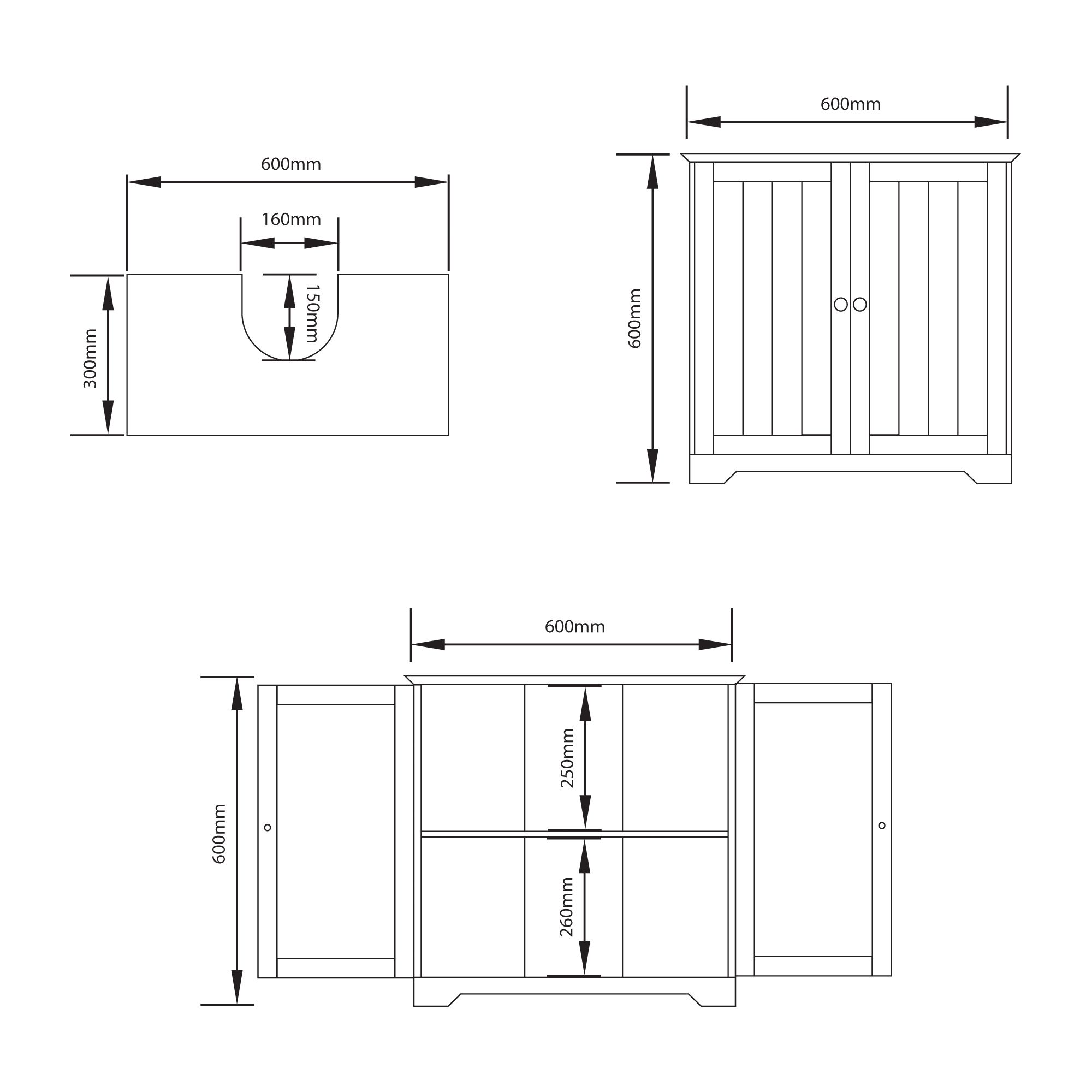 Lassic Hayle Matt Grey Freestanding Double Bathroom Sink cabinet (H) 600mm (W) 600mm