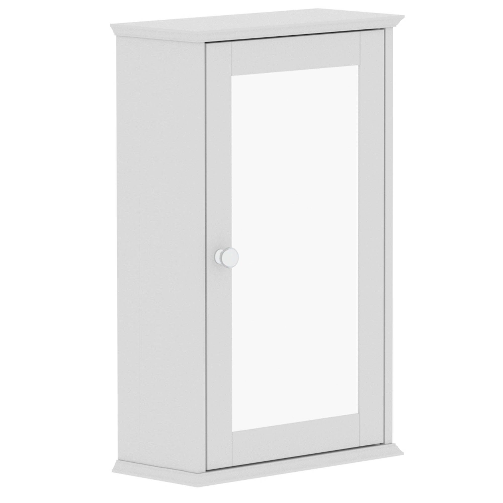 Lassic Hayle Matt White Bathroom Single Wall cabinet Mirrored (H)53cm (W)34cm
