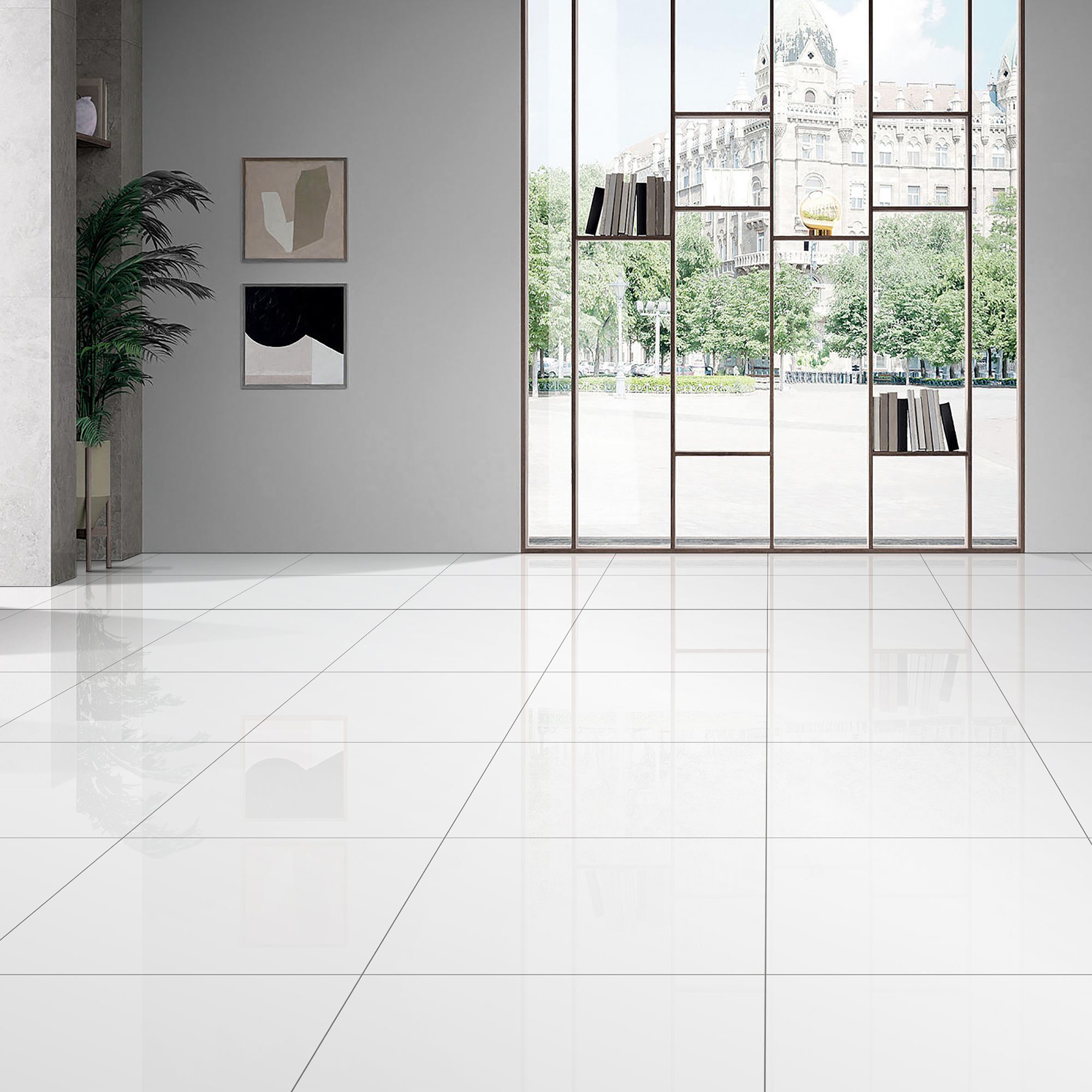 Rectified White Gloss Porcelain Floor Tile