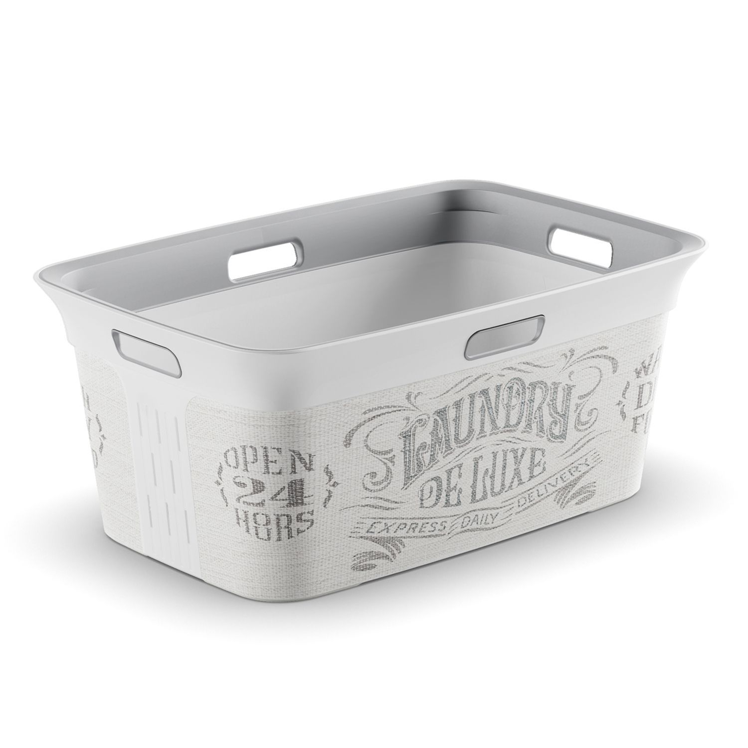 Laundry de luxe White & grey 45L Laundry basket (H)27cm (W)59cm (D)39cm