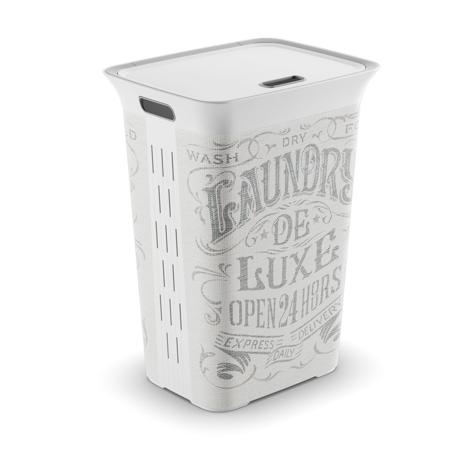 Laundry de luxe White & grey 60L Laundry hamper (H)61cm (W)44cm (D)35cm