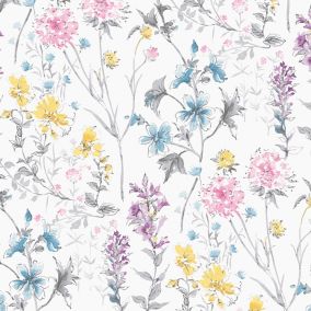 Laura Ashley Abstract Multicolour Wild meadow Smooth Wallpaper