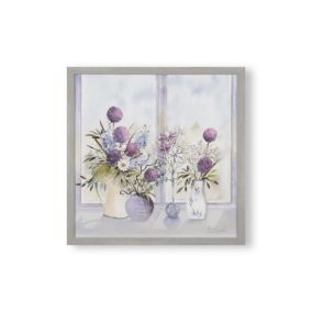 Laura Ashley Allium Blooms Floral Purple Framed print (H)50cm x (W)50cm