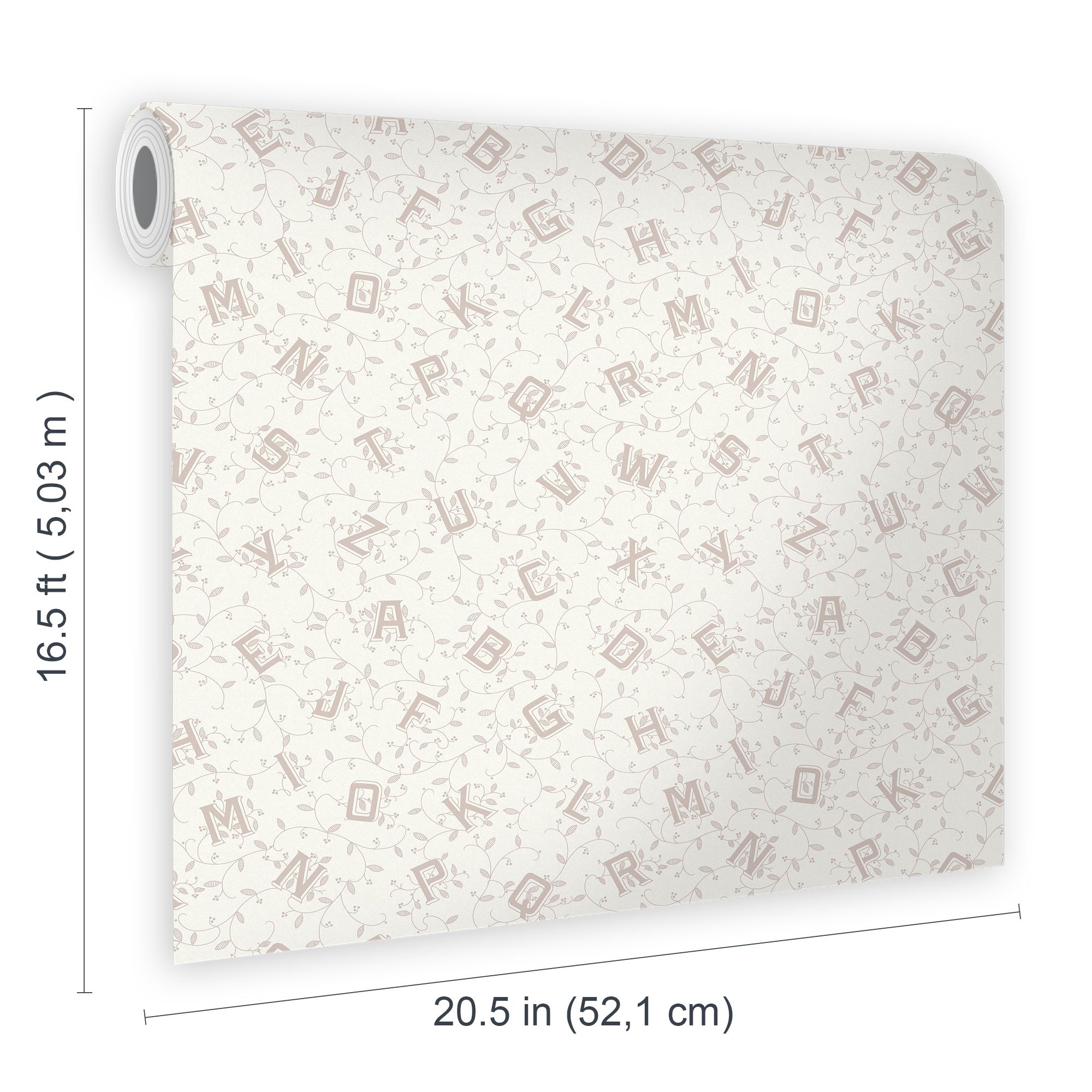 Laura Ashley Alphabet Grey Kids Smooth Wallpaper