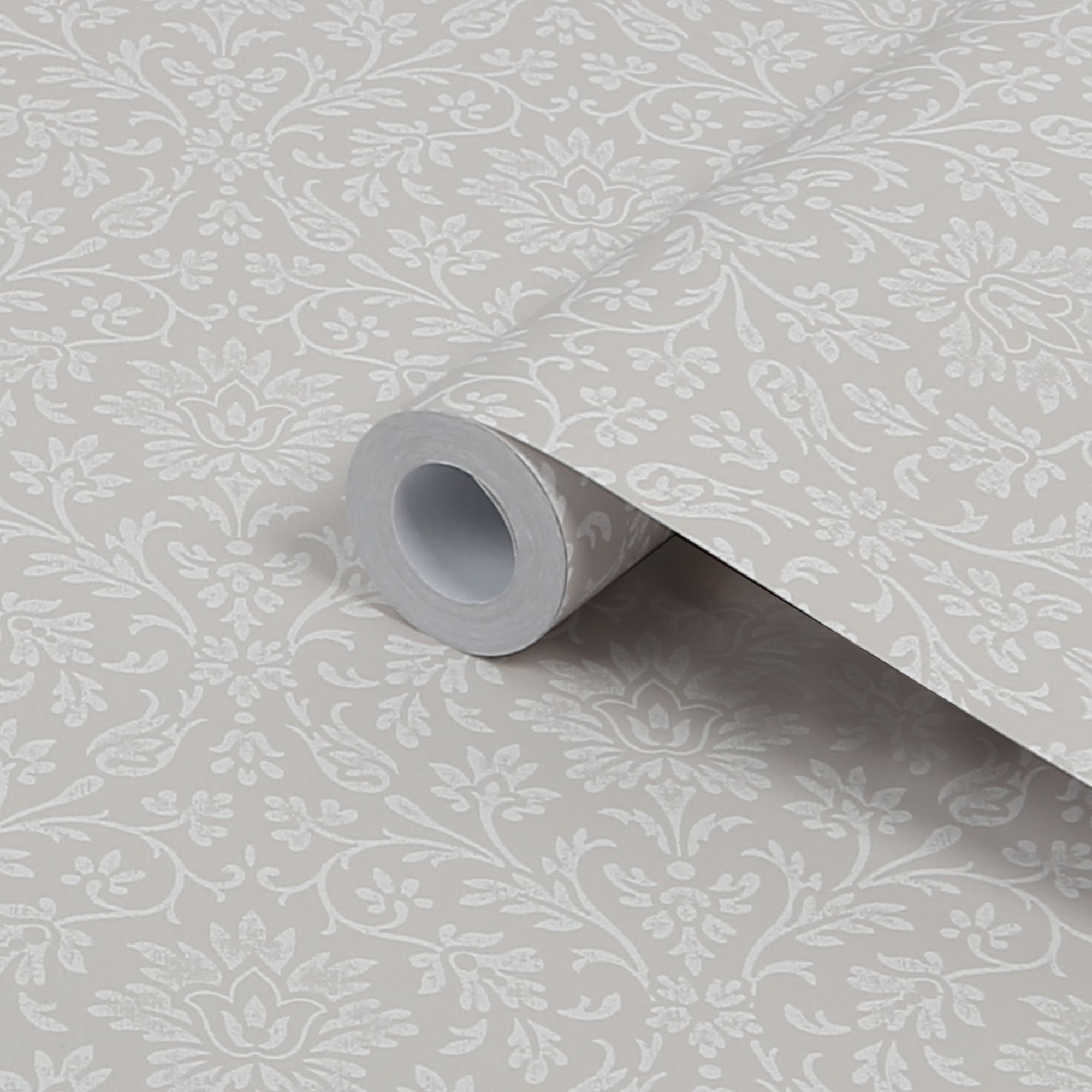 Laura Ashley Annecy Dove grey Damask Smooth Wallpaper Sample DIY at B&Q