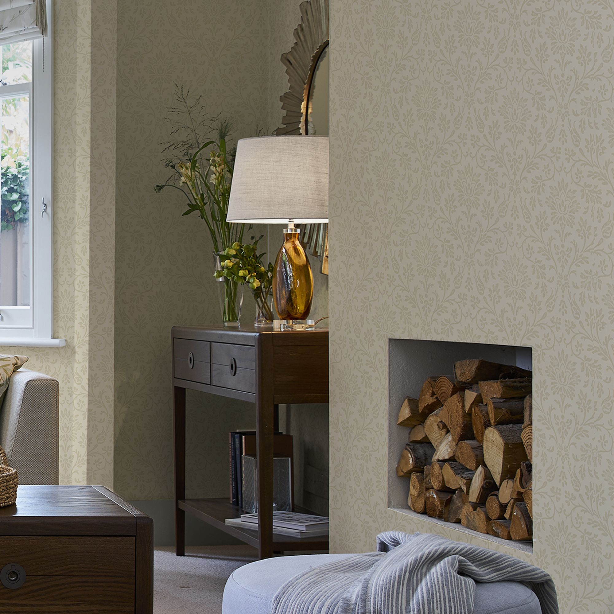 Laura Ashley Annecy Linen Damask Smooth Wallpaper Sample