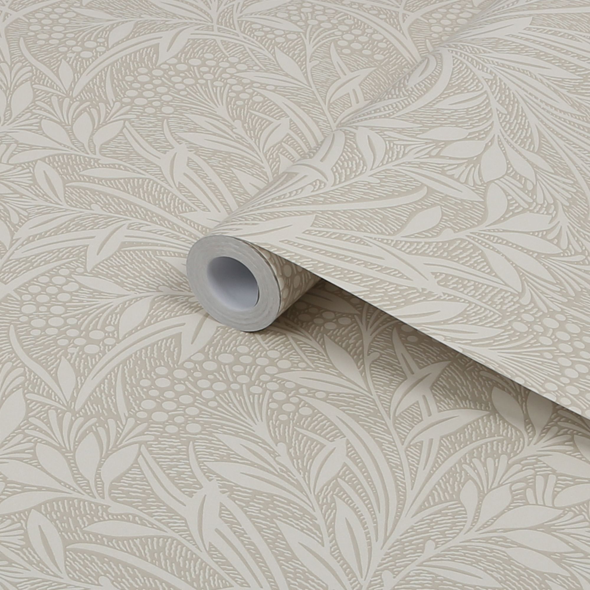 Laura Ashley Barley Neutral Leaf Smooth Wallpaper Sample | DIY at B&Q