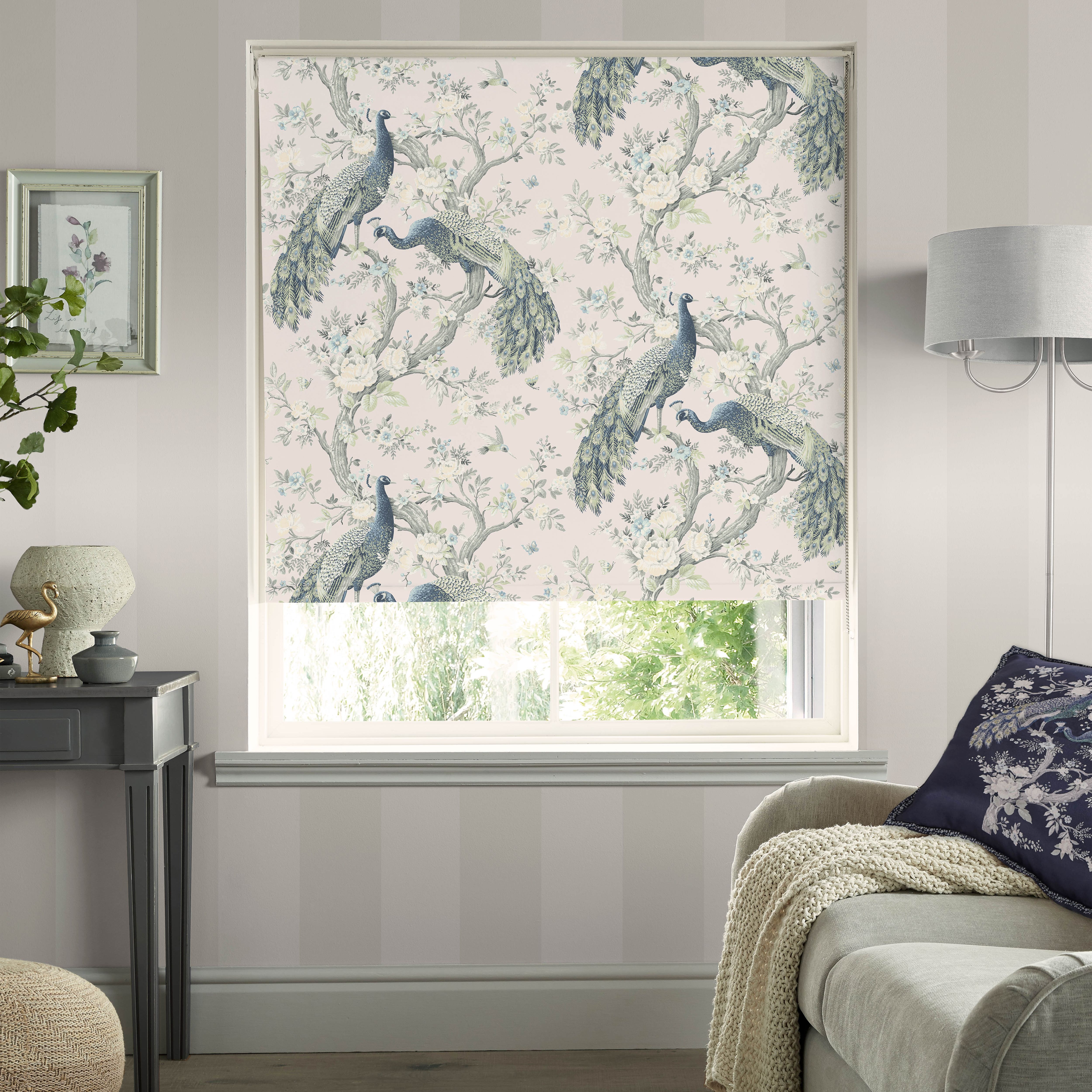 Laura Ashley Belvedere Corded Midnight Floral Sunshade Roller Blind (W)120cm (L)162cm