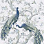 Laura Ashley Belvedere Midnight Peacock Smooth Wallpaper Sample