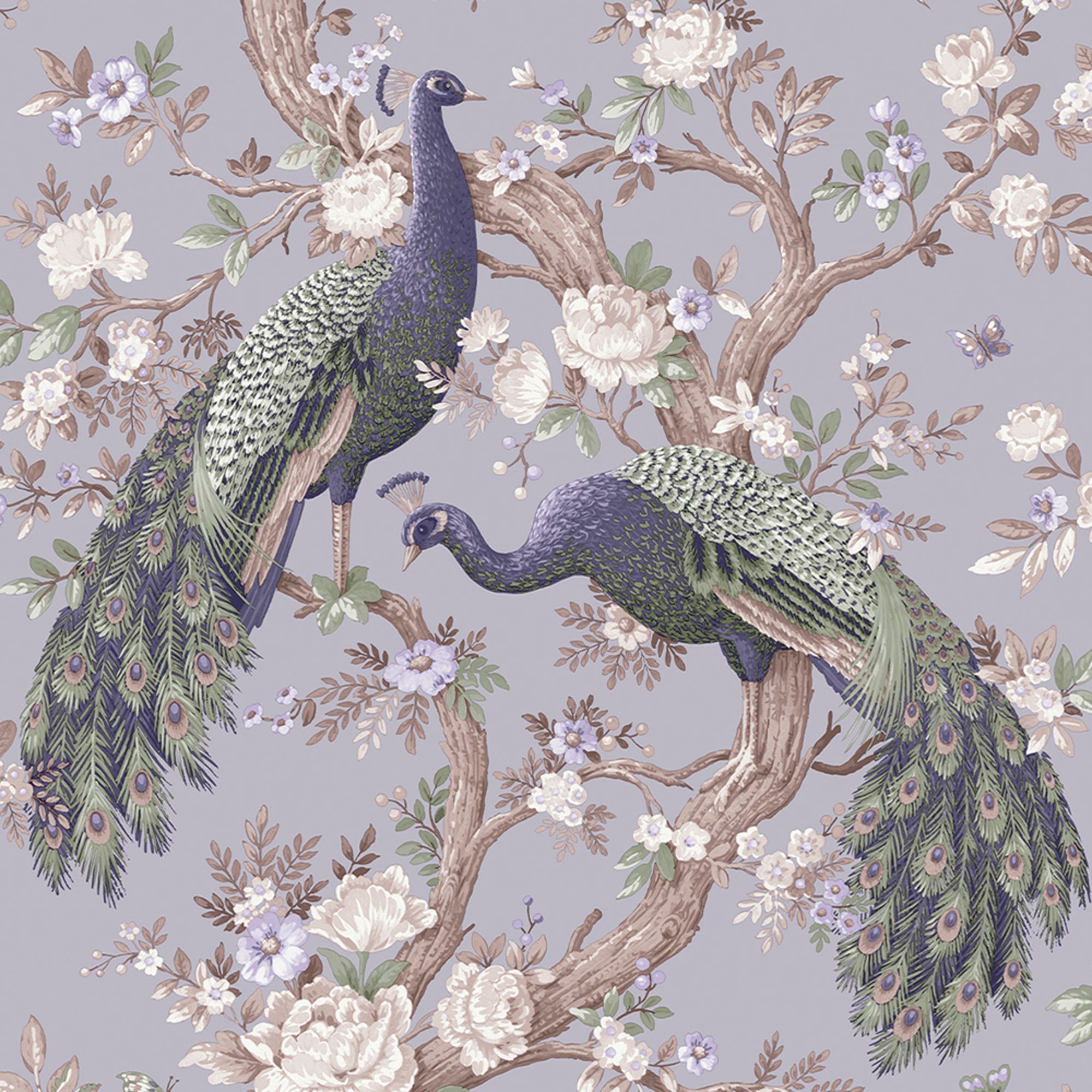 Laura Ashley Belvedere Purple Animal Smooth Wallpaper