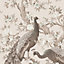 Laura Ashley Belvedere Soft truffle Peacock Smooth Wallpaper Sample