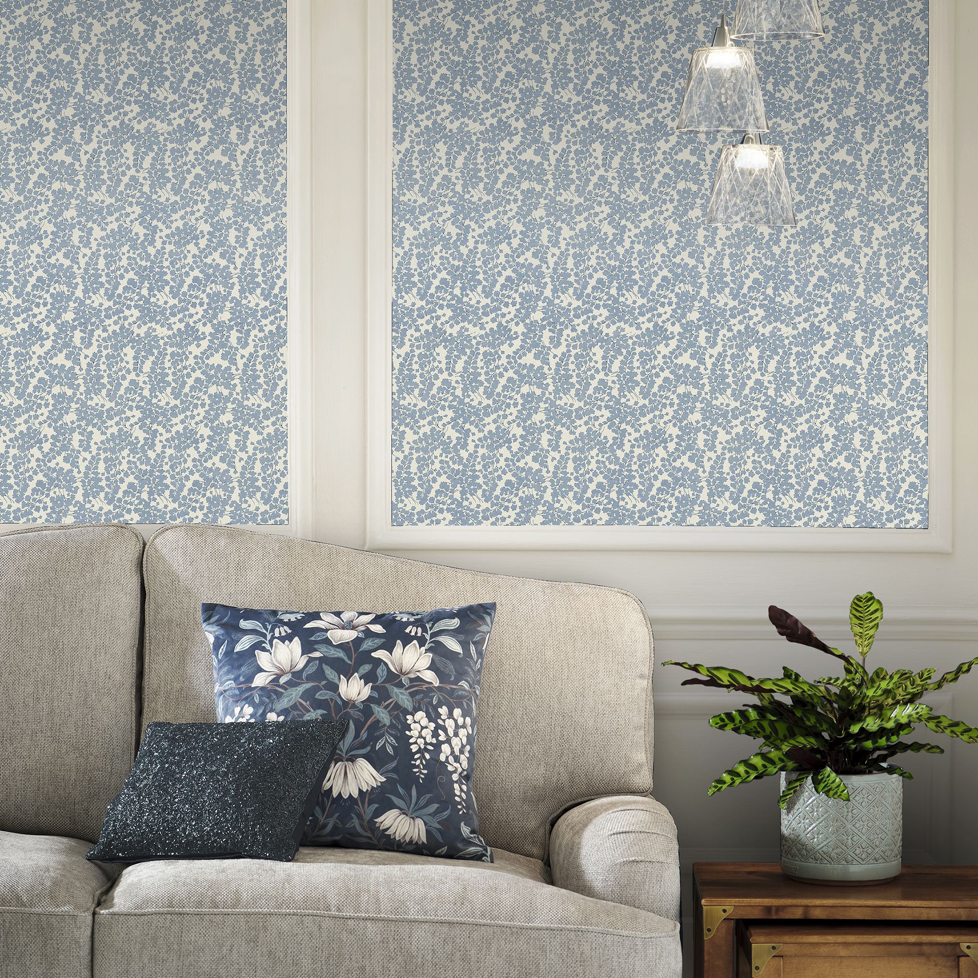 Laura Ashley Blue Cariad Smooth Wallpaper