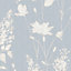 Laura Ashley Chalk blue Dragonfly garden Smooth Wallpaper Sample