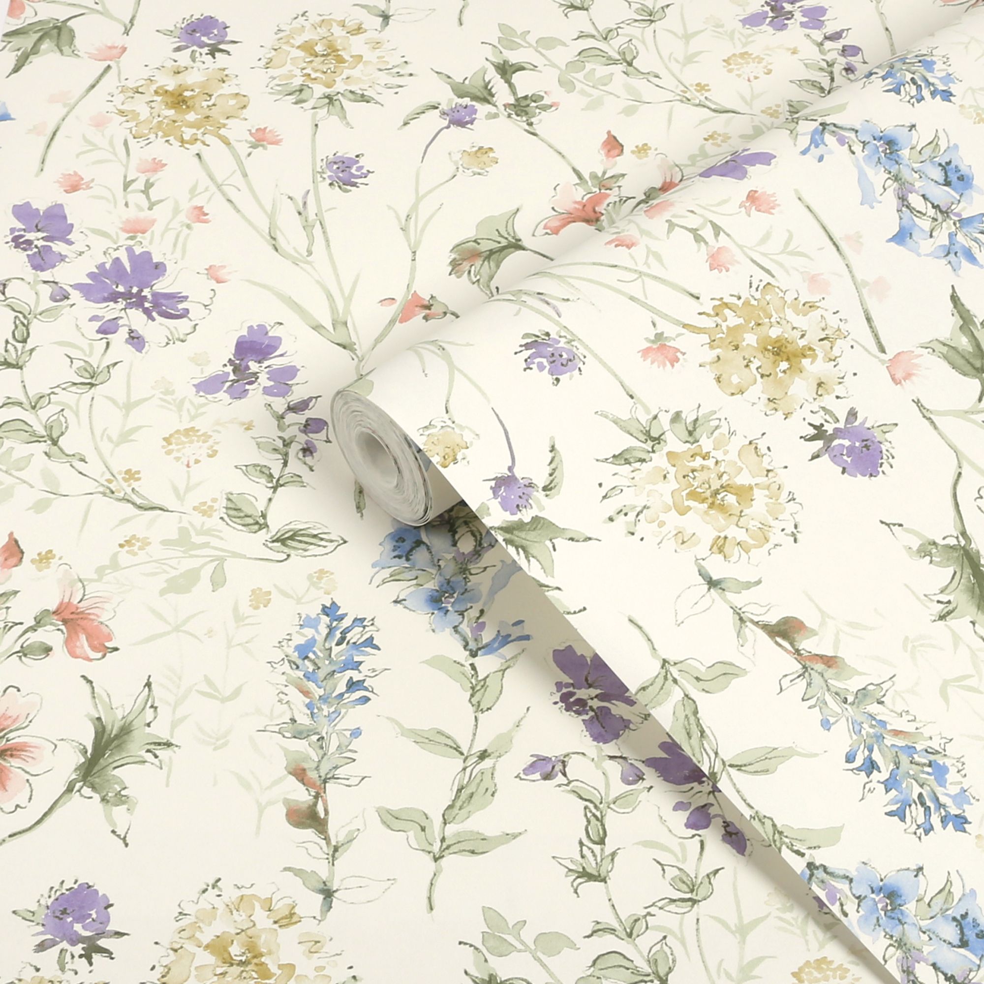 Laura Ashley Contemporary Multicolour Wild Meadow Smooth Wallpaper