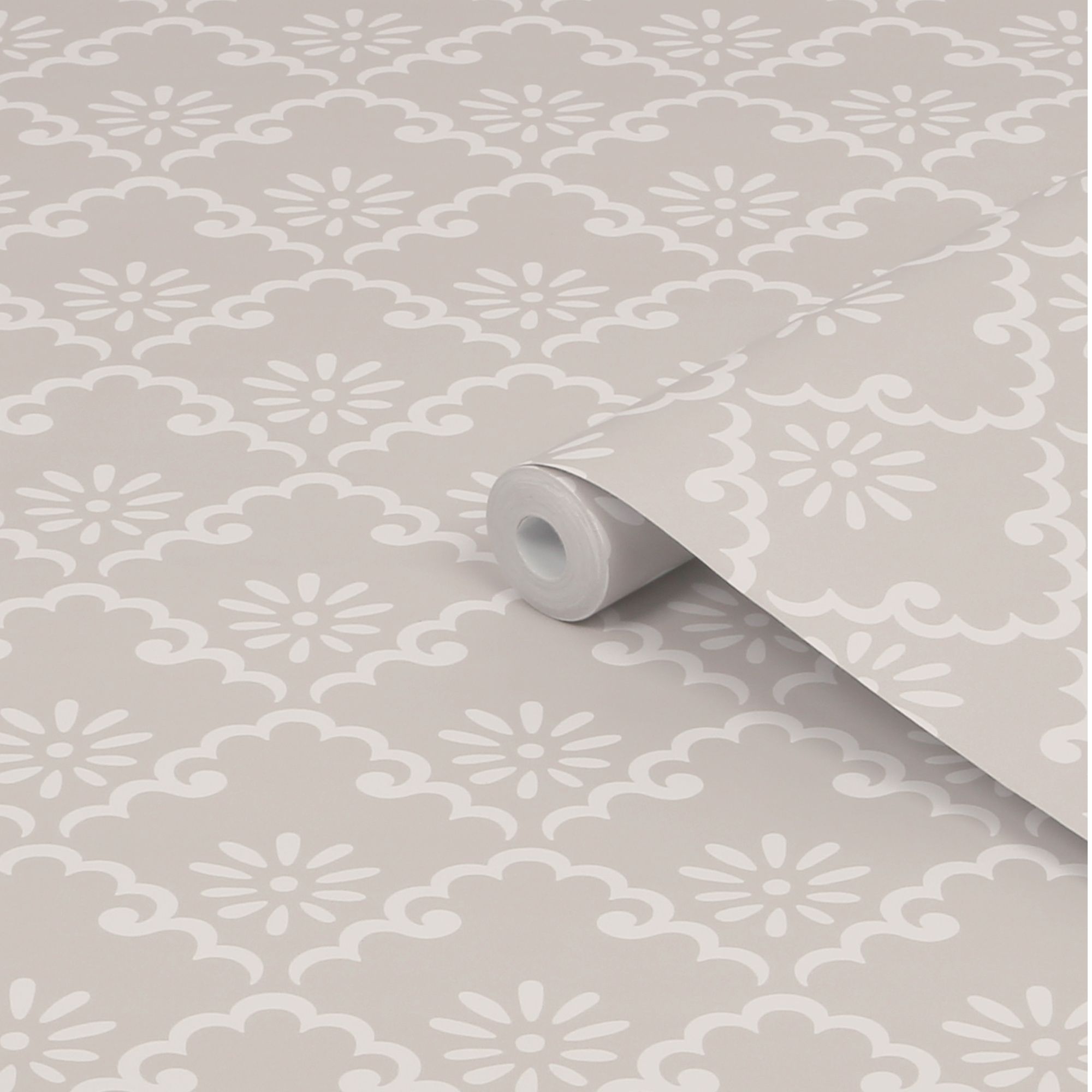 Laura Ashley Coralie Dove Grey Motif Smooth Wallpaper