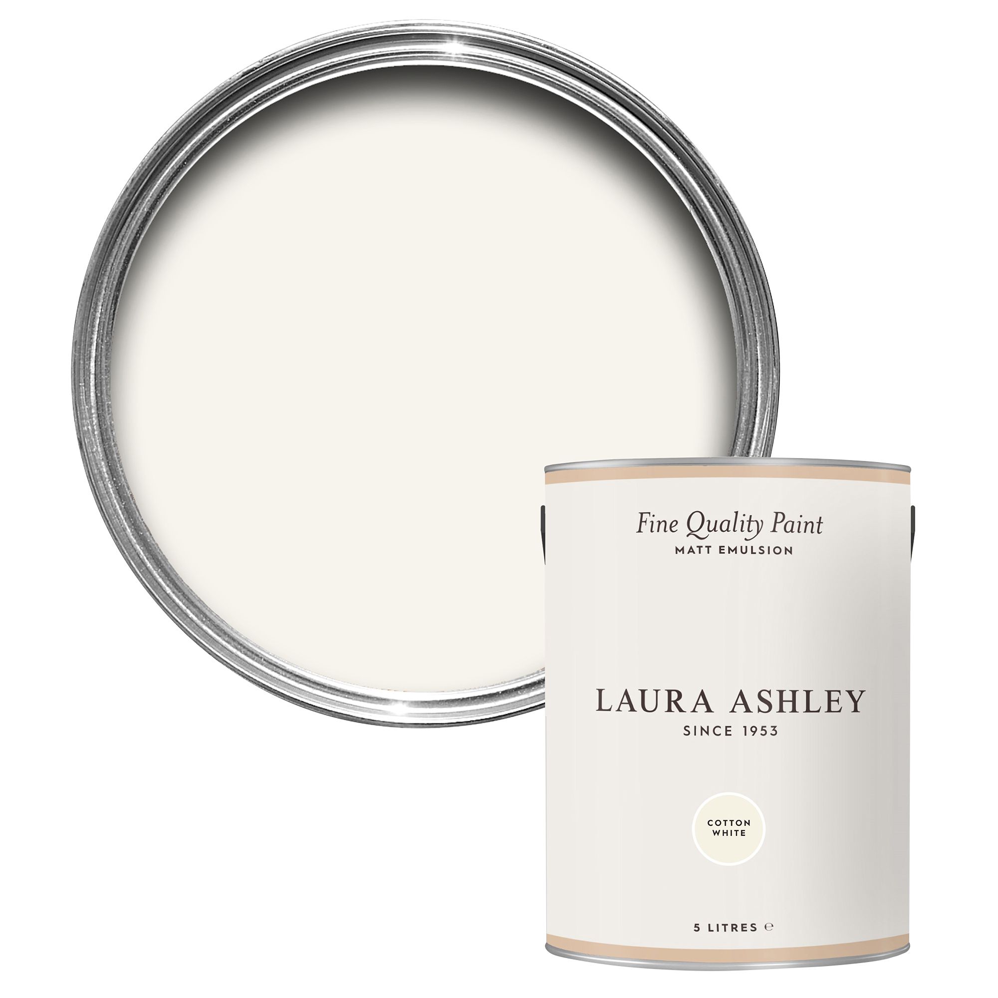 Laura Ashley Cotton White Matt Emulsion paint, 5L