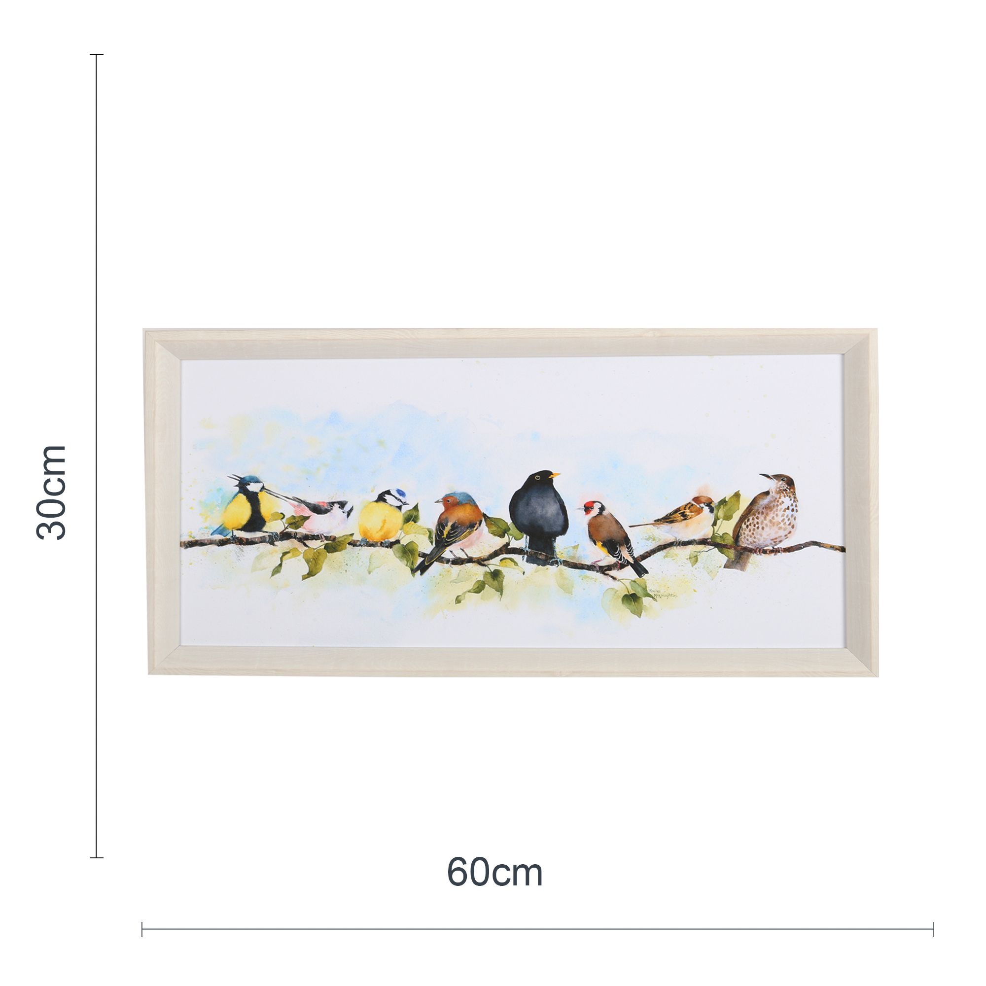 Laura Ashley Covey Birds Multicolour Canvas art (H)30cm x (W)60cm