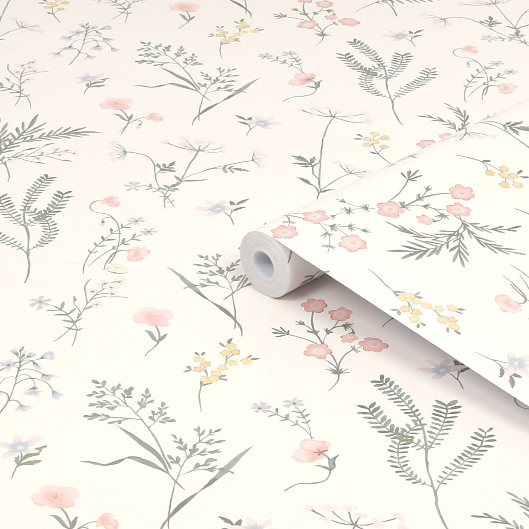 Laura Ashley Crossfell Cream Leaves Smooth Wallpaper Sample