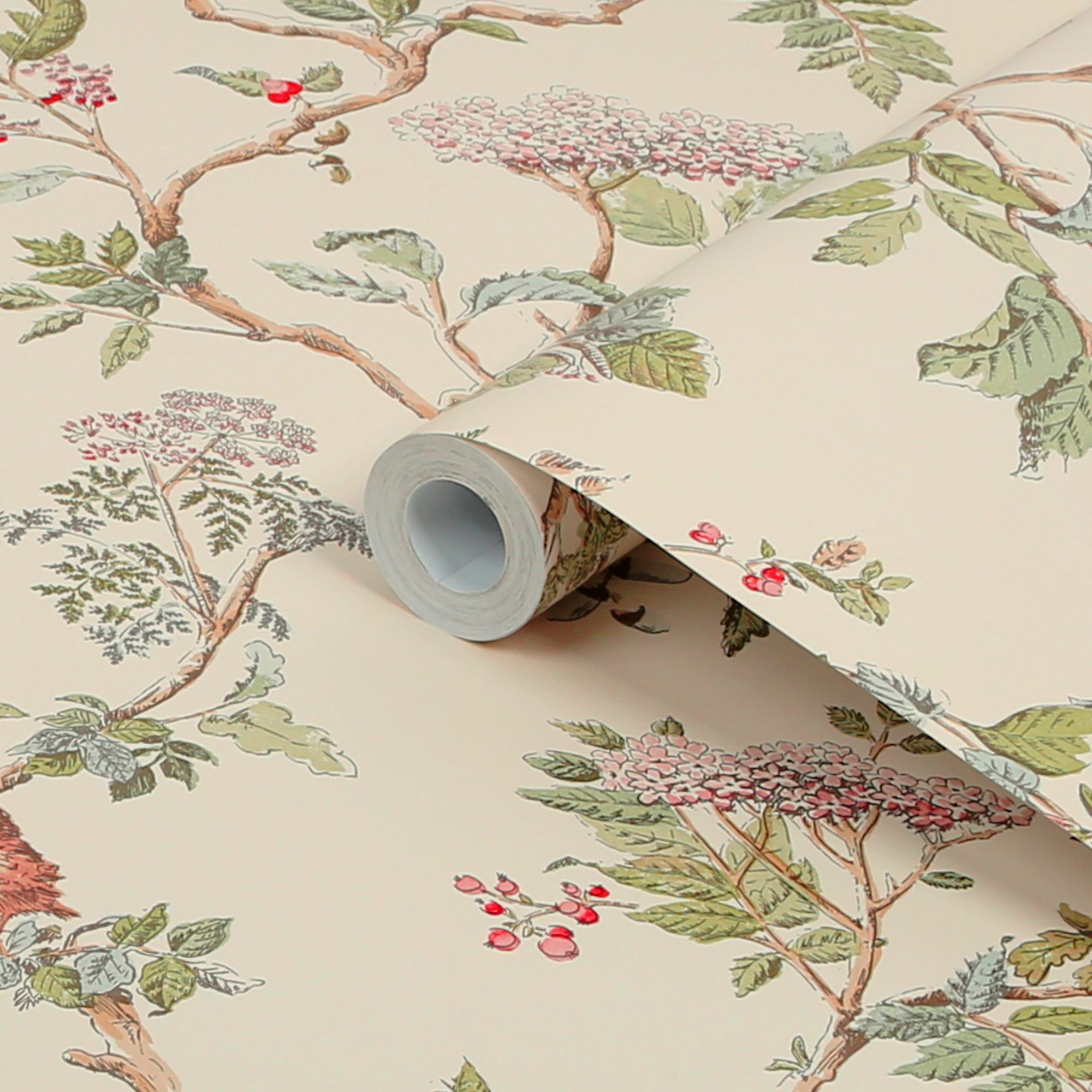 Laura Ashley Elderwood Neutral Floral Smooth Wallpaper