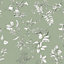 Laura Ashley Elderwood Sage Floral Smooth Wallpaper