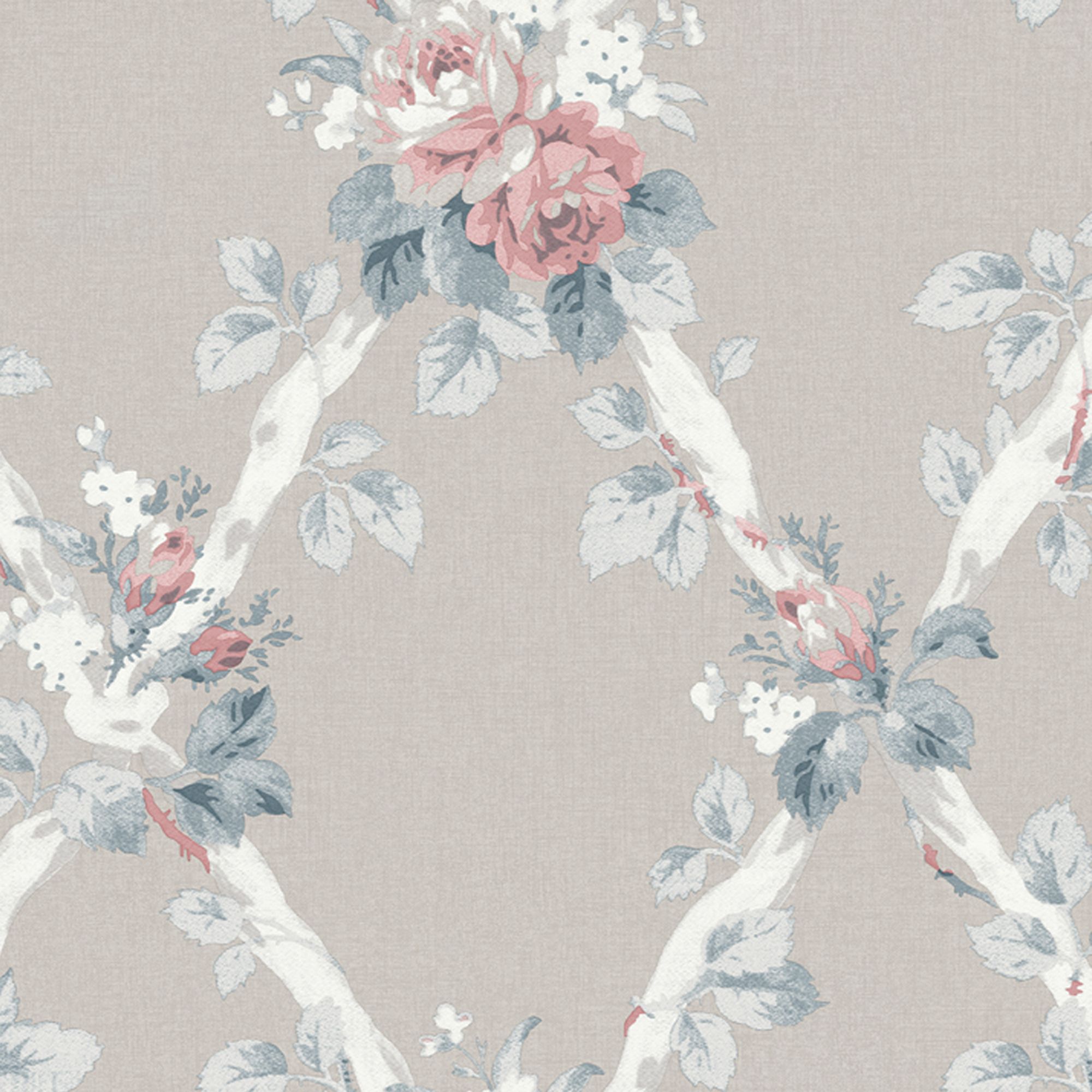 Laura Ashley Elwyn Done Grey Floral Smooth Wallpaper