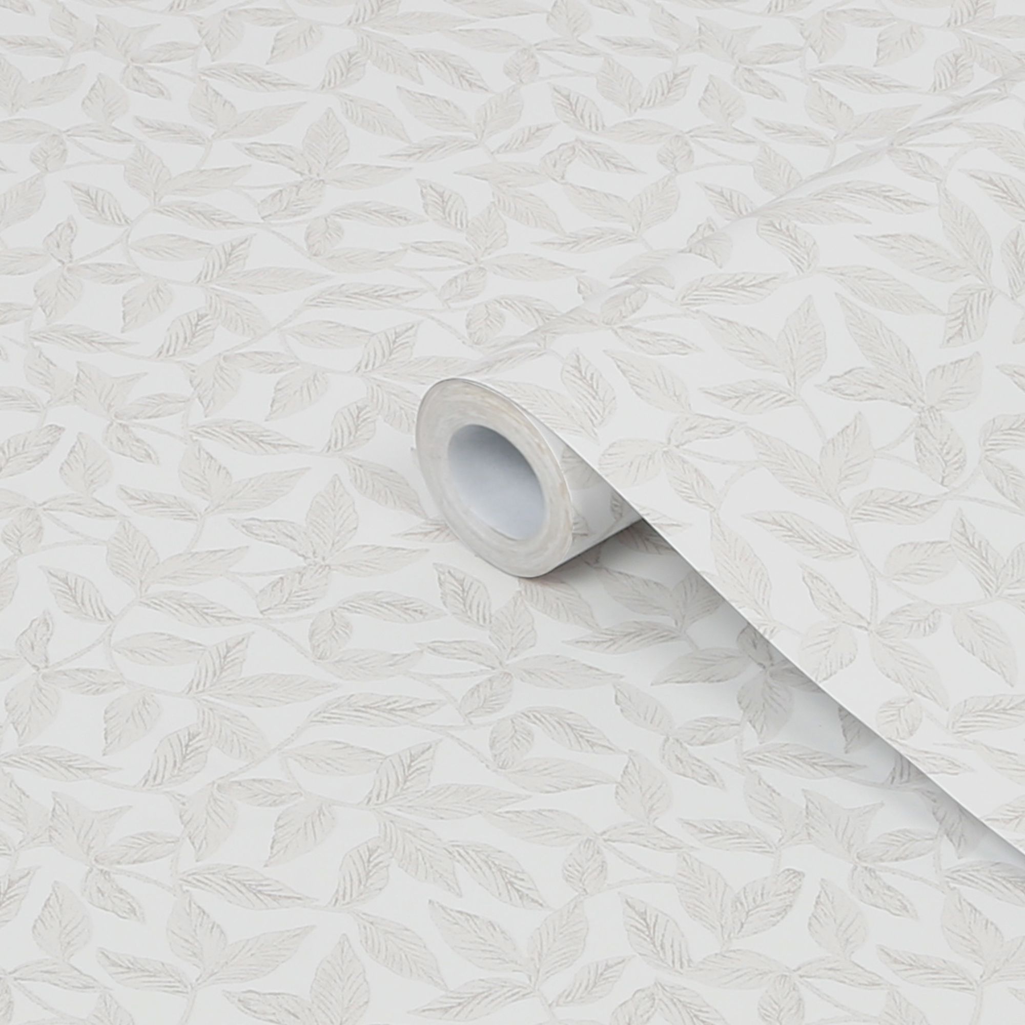 Laura Ashley Erwood Grey Leaves Smooth Wallpaper Sample | DIY at B&Q