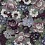 Laura Ashley Faded Glamour Honnington Peonies Blackberry Purple Smooth Wallpaper