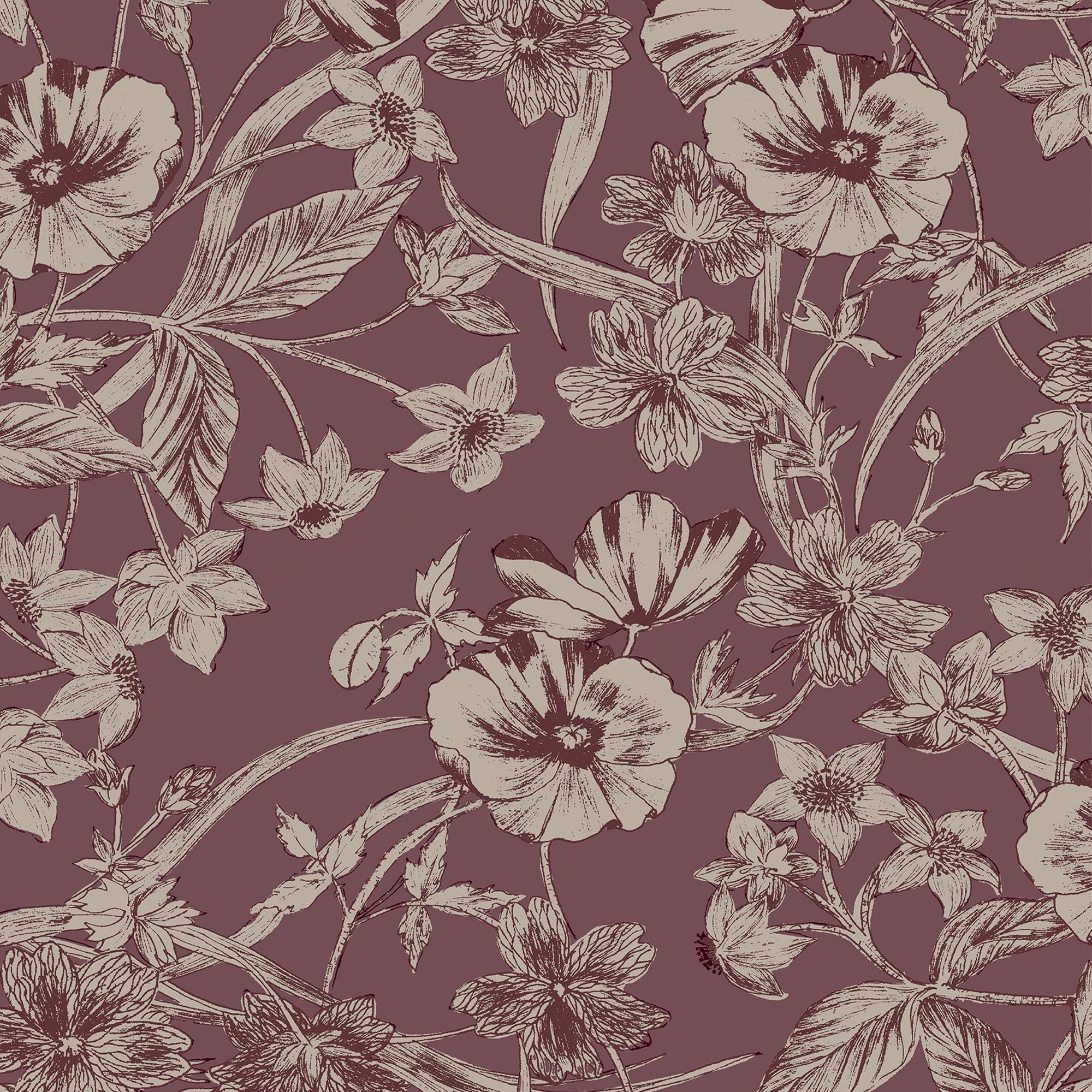 Laura Ashley Faded Glamour Summerhill Pale Blackberry Smooth Wallpaper