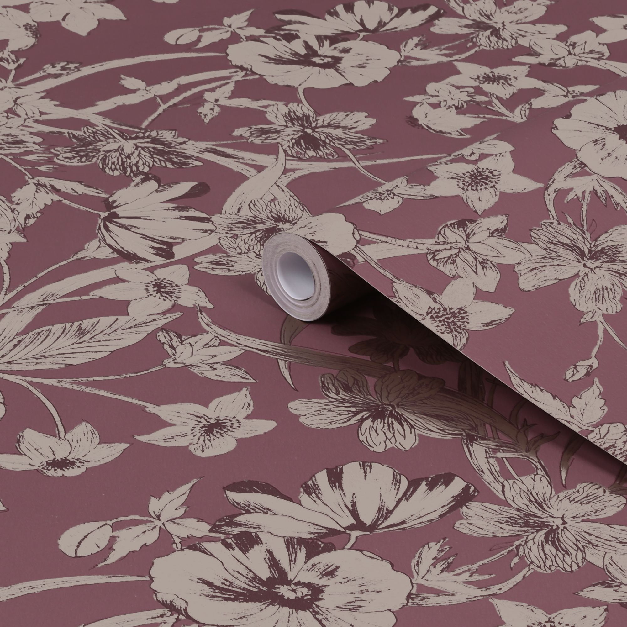 Laura Ashley Faded Glamour Summerhill Pale Blackberry Smooth Wallpaper ...