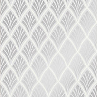 Laura Ashley Florin Geometric Silver effect Smooth Wallpaper