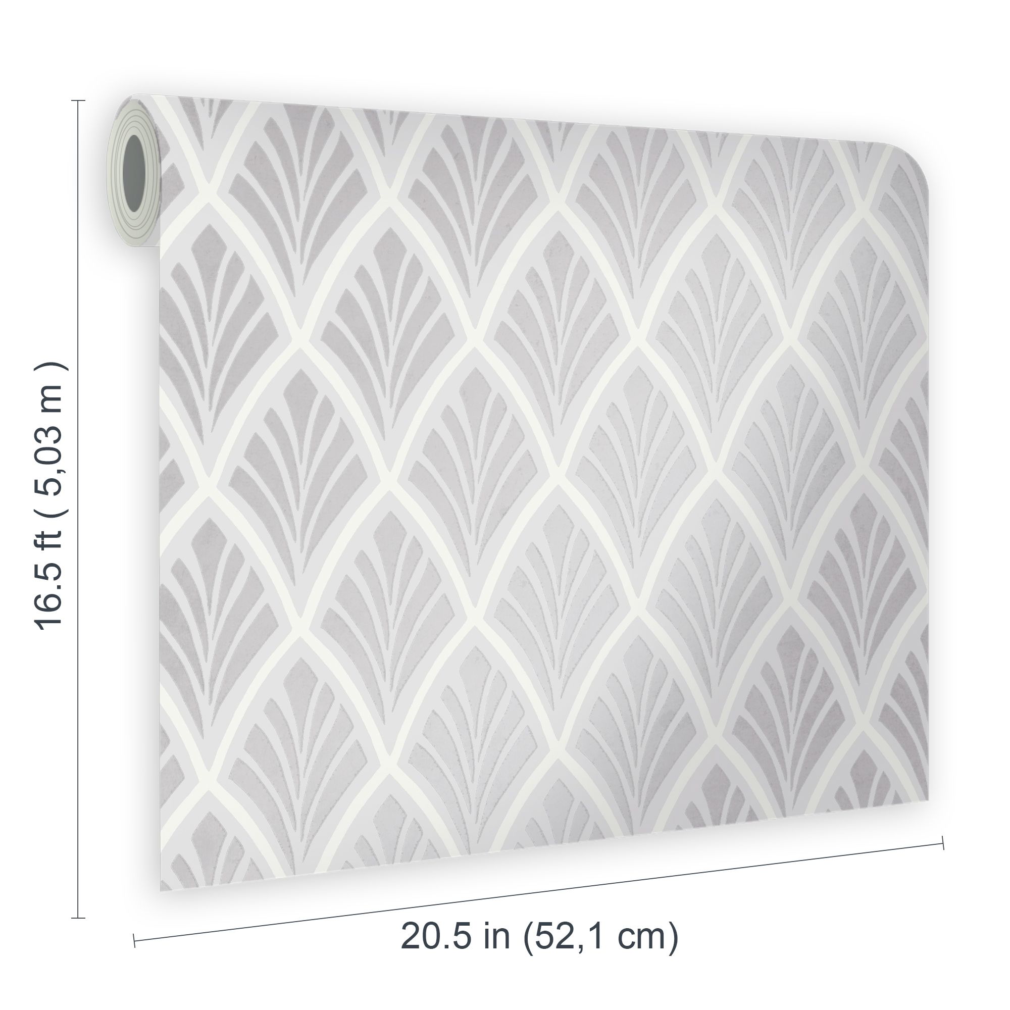 Laura Ashley Florin Silver effect Geometric Smooth Wallpaper