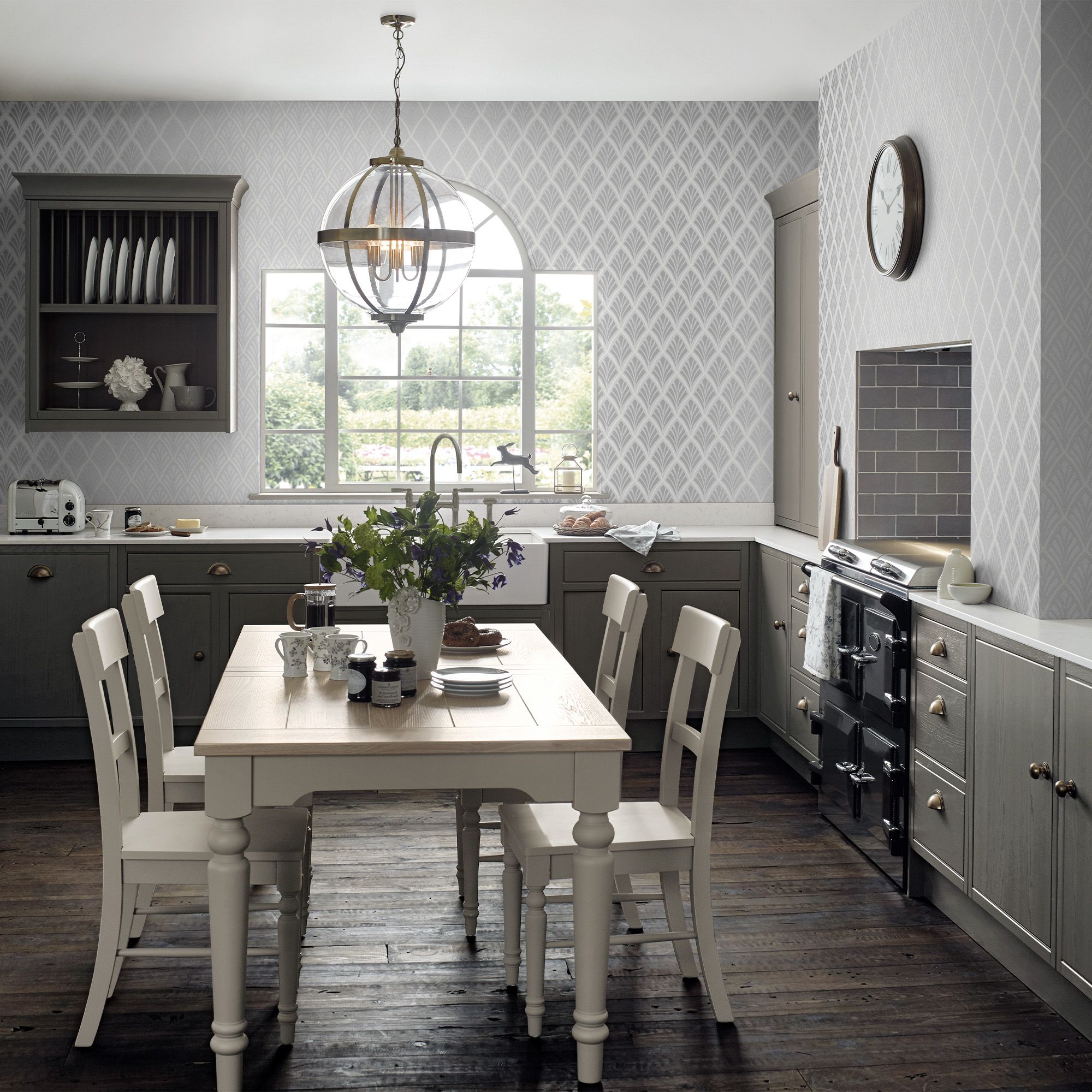 Laura Ashley Florin Silver effect Geometric Smooth Wallpaper